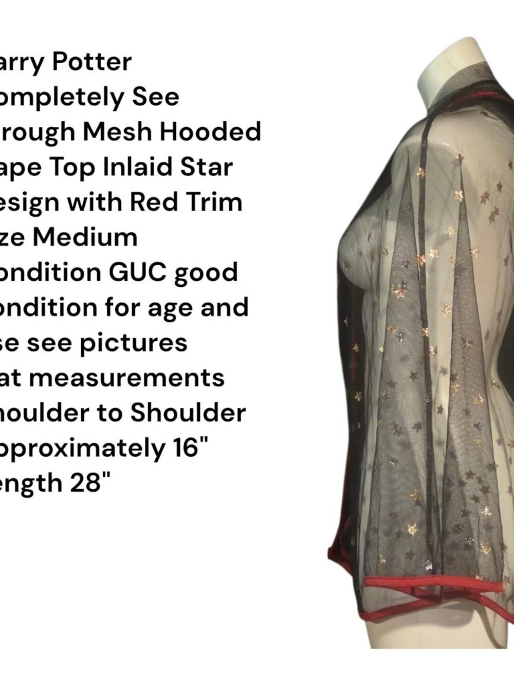 Girls' Harry Potter Long Sleeve Nightgown Invisibility Cloak Cape Size M 7-8 - Picture 3 of 9